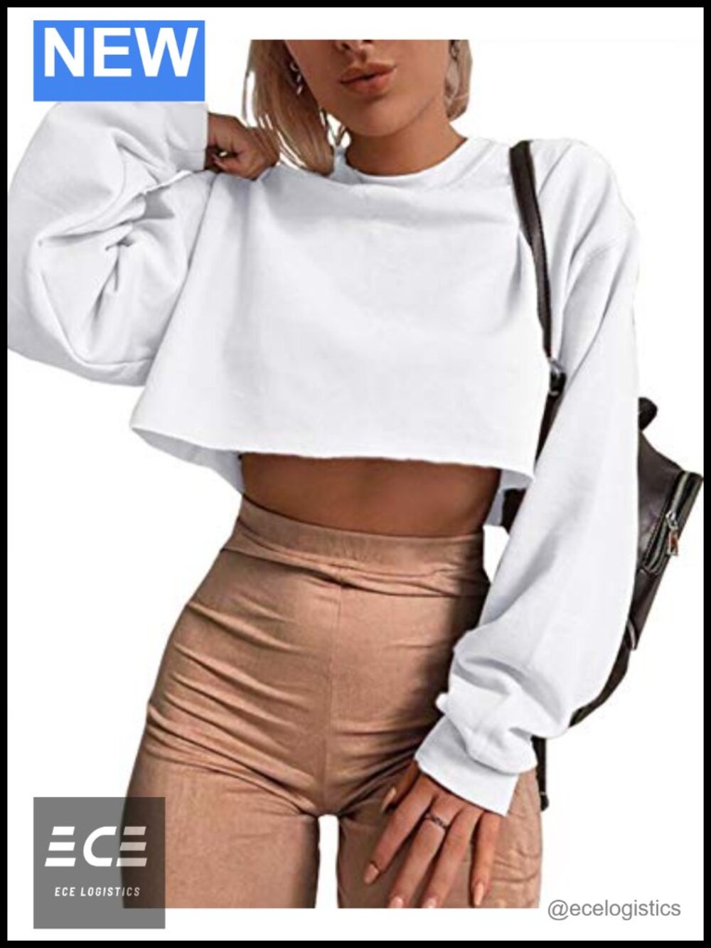 Women's Crewneck Long Sleeve Crop Top Sweatshirt Loose Fit Casual Workout